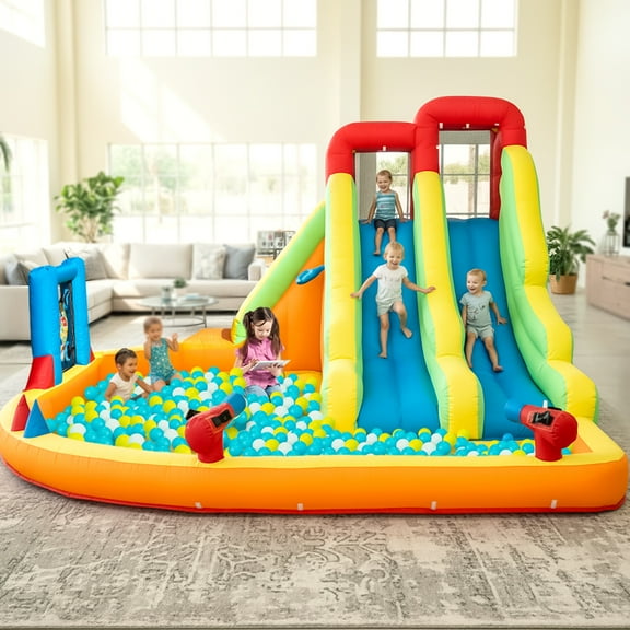 Relunch 14.5FT Inflatable Bounce House with Slide, Ball Pool & Basketball Hoop, Kids Jumping Castle with Blower for Outdoor Indoor Play