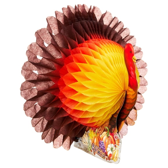 11IN Honeycomb Turkey Centerpiece, Multicolor, Thanksgiving by Way To Celebrate