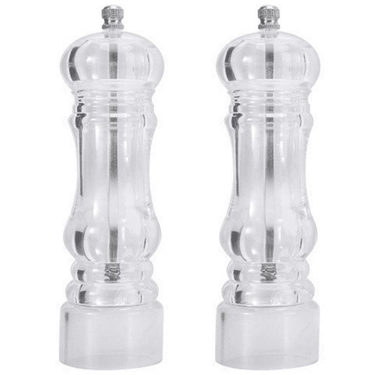 Manual Pepper Mill and Salt Shaker Set - Transparent Adjustable Grinder and  Cellar - Acrylic, Clear