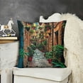 thumbnail image 2 of YINGXI European Throw Pillow Cushion Cover, with Rock Houses and Tourism Scene Print, Decorative Square Accent Pillow Case,Cream Green 20x20in, 2 of 5