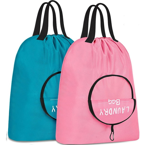 2 Pack Travel Laundry Bag Dirty Clothes Bag with Handles and Aluminum