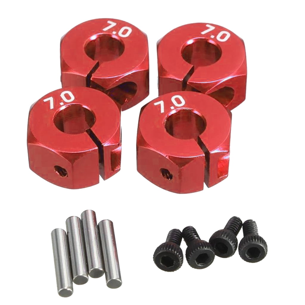 12mm Red Wheel Hex Drive Adaptor Thickness 7mm With Pins Screws 1/10 RC Car