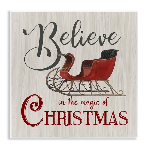Stupell Industries Believe Magic Of Christmas Wall Plaque Art, design by Charity Henderson, 12 x 12