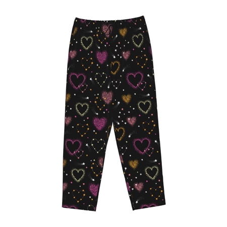 Kdxio Women s Comfy Stretch Heart and StarsPrint Drawstring Pajama Pants-Small
