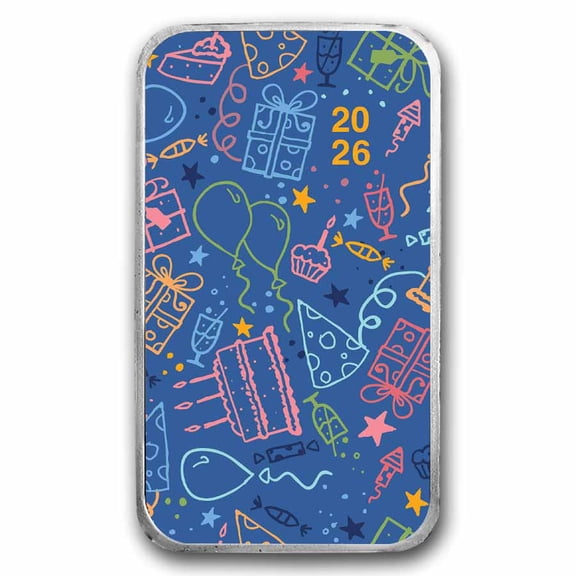 2026 1 oz Silver Colorized Bar - APMEX (Birthday Celebration)