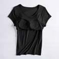 thumbnail image 6 of Duoif Women's Short Sleeve Shirt with Built in Bra Padded Athletic Workout Yoga Top Summer 2026, Black, L, 6 of 7