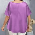 thumbnail image 2 of FAHXNVB Women's Plus Size Satin T Shirts Batwing Sleeve Crew Neck Lightweight Soft Tees Tops Comfy Work Elegant Party Shirts, 2 of 5