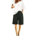 thumbnail image 6 of Linen Pants Women, High Waist Straight Buttons Fashion Casual Leisure Solid Color with Pockets, Black S-3XL, 6 of 8