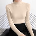 thumbnail image 5 of Xaqiouau Mock Neck Sweater for Women Ribbed Knit Long Sleeve Slim Fit Pullover Soft Stretch Lightweight Casual Fall Winter Sweater Top, 5 of 6