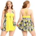 thumbnail image 4 of Plus Size 2-Piece V Neck Tankini Swimsuits for Women Flowy Floral Swimdress with Boyshorts, 4 of 8