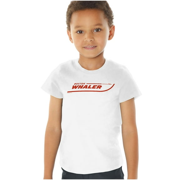 Boston Whaler Red Logo Kids T Shirt (3) for Toddler Boys and Girls, White