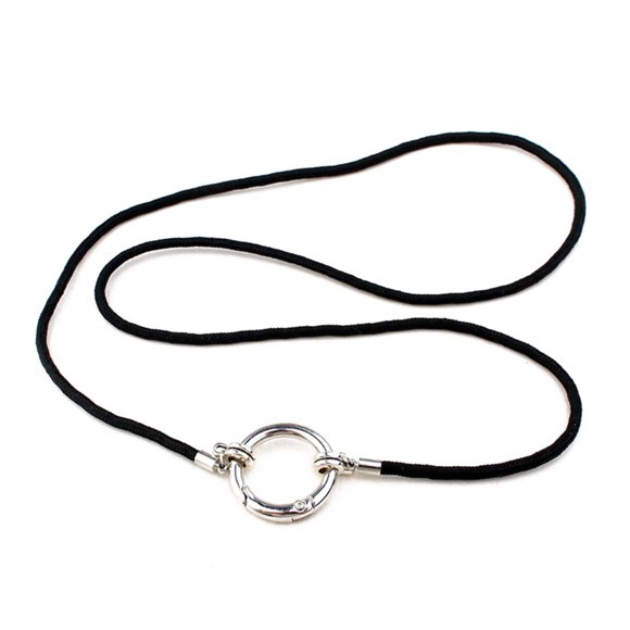 Collier Pour Lunettes La Loop – Cuir Italien Tressé Noir Et Gris, Fermoir Argenté, Neuf Avec étiquettes