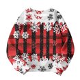 thumbnail image 4 of Lorytime Kids Sweatshirt for Christmas Girls Boys Snowflakes Plaid Fleece Shirt Crew Neck Long Sleeve Pullover Tops, 4 of 5