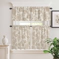 thumbnail image 2 of 3 Piece Kitchen Curtains and Valances Set Brown Flowers Cafe Curtains 24 Inch Length Vintage Pastoral Farmhouse Ethnic Art Valance & Tier Curtain for Living Room Bedroom Window 54"x18"+27"x24"*2, 2 of 6