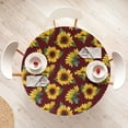 thumbnail image 4 of Ambesonne Nature Floral Fitted Round Tablecloth, Sunflowers Black Back, 36"- 40" Diameter, Earth Yellow Maroon, 4 of 5