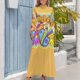 thumbnail image 4 of Vestido largo con diseño retro hippie de Flower Power, estilo paloma, elegante y chic, vestido de noche, vestido de fiesta de lujo para mujer, 4 of 5