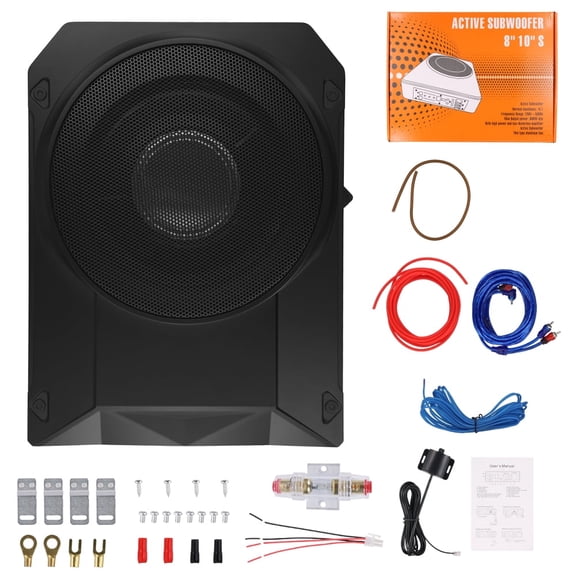 Ultra Slim Car Subwoofer Sedan Truck with Built-in Amplifier Under Seat Mountable Max Power 1000W 10" Compact Subwoofer