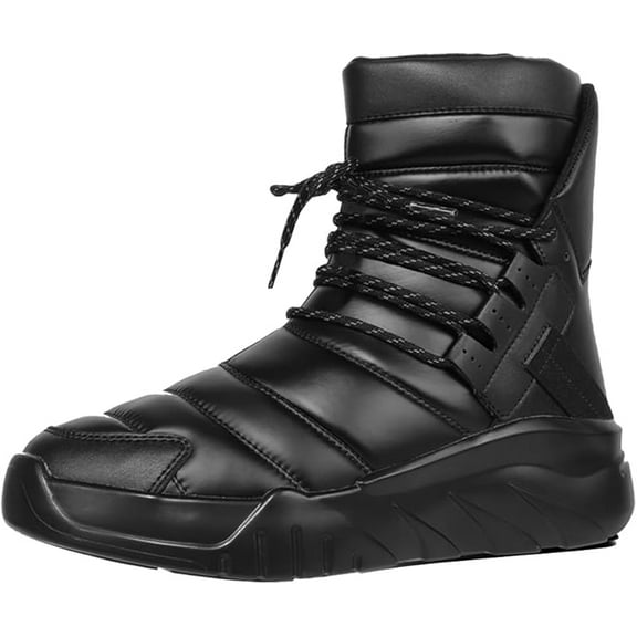 Men's Women's Waterproof Fashion Boots Winter Warm High Top Shoes Anti-Slip Ankle Booties Black