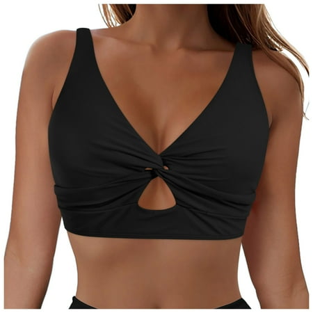 Gkna Women Underwire Bikini Top - Push Up Swim Top Only Bra Padded Swimsuit Tops Bathing Suit Tops(Dark Blue L)