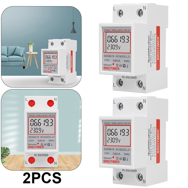 Analizador Carga Eléctrica Digital 220V 230V KWH Medidor Eléctrico para Interiores(StyleA)