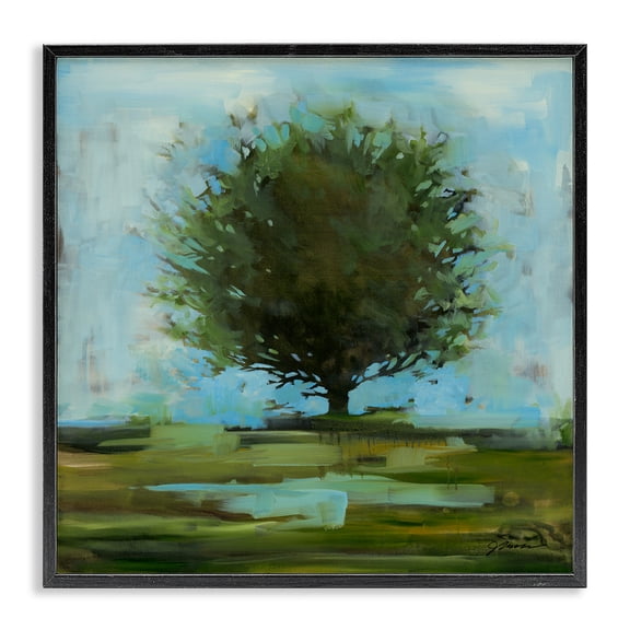 Stupell Industries Contemporary Large Round Tree Abstract Landscape Black Framed Giclee Art, 12 x 12, by Liz Jardine