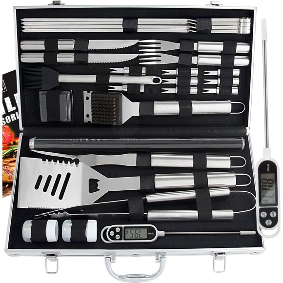 Set de accesorios para BBQ ROMANTICIST con termómetro, 28 piezas