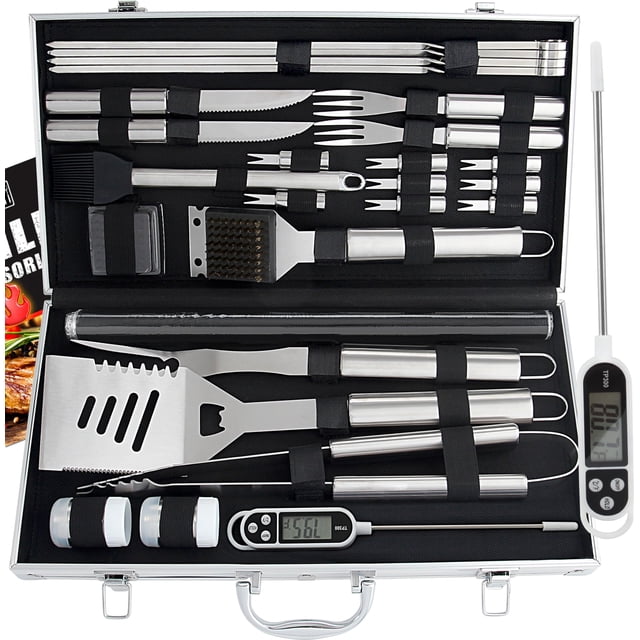 Set de accesorios para BBQ ROMANTICIST con termómetro, 28 piezas