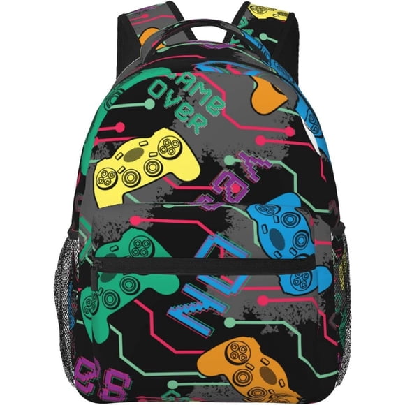Colorful Game Joysticks Backpack School Bag For Students Teens Men Women Gamer Gamepad Laptop Backpacks Travel Daypack Bag With Multiple Pockets