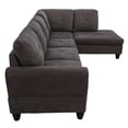thumbnail image 5 of Hommoo Convertible Sectional Sofa Couch, Modern L-Shaped Couch Sofa Sectional， 4-Seat Sofa Sectional for Small Living Room, Apartment and Small Space, Dark Brown(Without Ottoman), 5 of 9