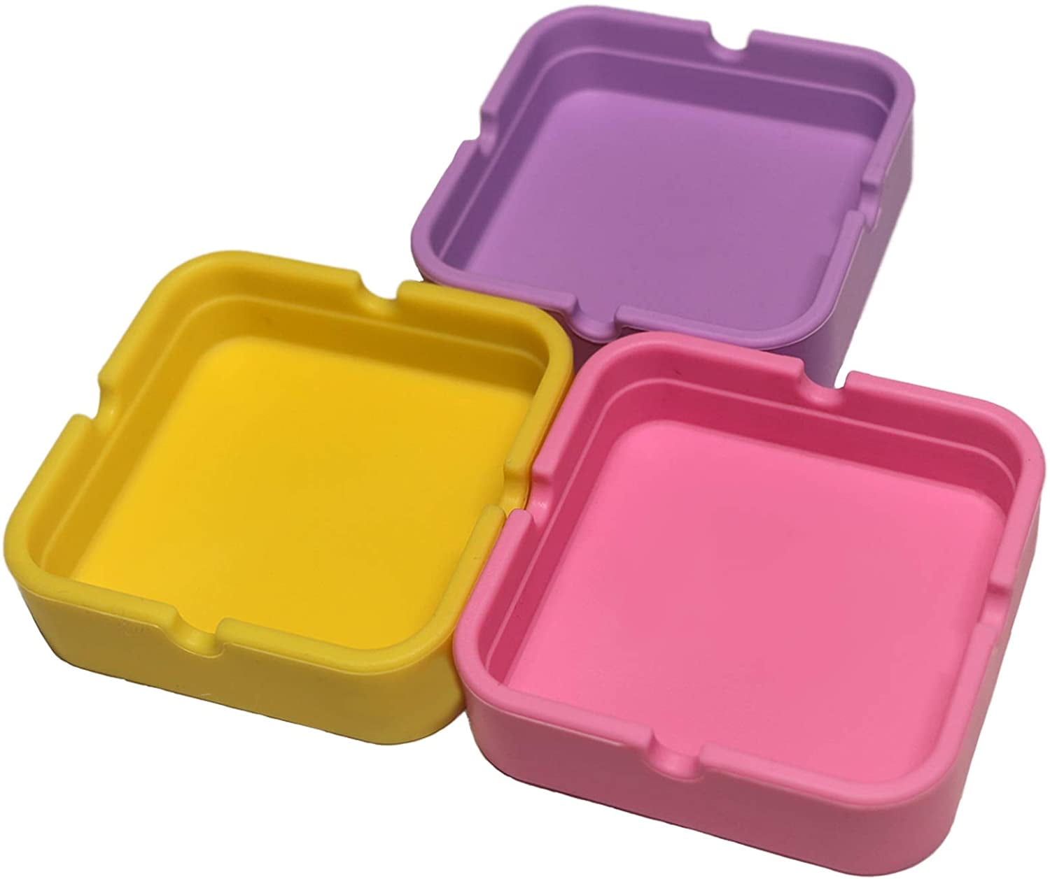 Square Silicone Ashtray for Cigarettes 3 Pack Cute Ash Tray for