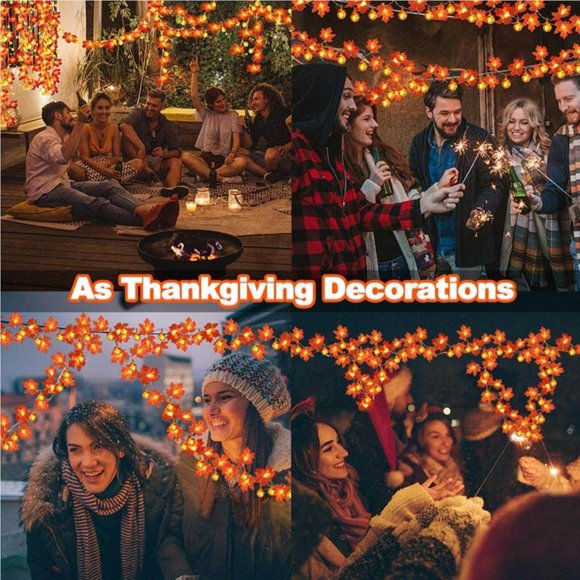 LED Maple Leaf Light String Fall Decorations String Light Garland Light for Thanksgiving Halloween Decoration