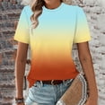 thumbnail image 2 of Ichuanyi Womens Summer Tops Trendy Gradient Color Print Short Sleeve Tshirts Shirts Crew Neck T Shirts Fashion, 2 of 7