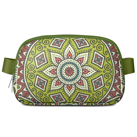 Tribal Boho Mandala Waist Bag – Vintage-Inspired Fanny Pack with Spiritual Symbolic Design & Exotic Floral Vibes