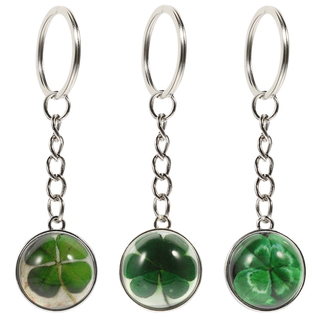 Miangastore Key Ring Decor Metal Four Leaf Key Charms Gifting Occasions 3Pcs 3.14X0.79X0.79in