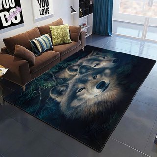 Wolf Rugs for Bedroom Living Room, Wolves Wildlife 3x4 Area Rugs, Washable  Non-Slip Soft Low Pile Rug, Dorm Dining Room Nursery Carpet, Indoor Floor