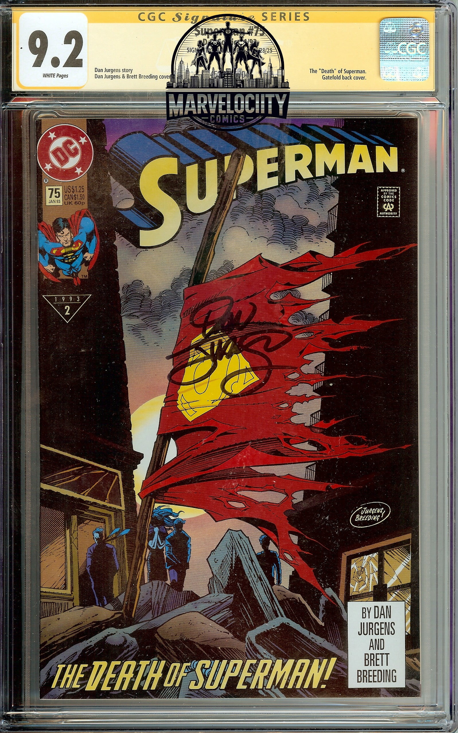 Superman #75 CGC 9.2  Signed Dan Jurgens