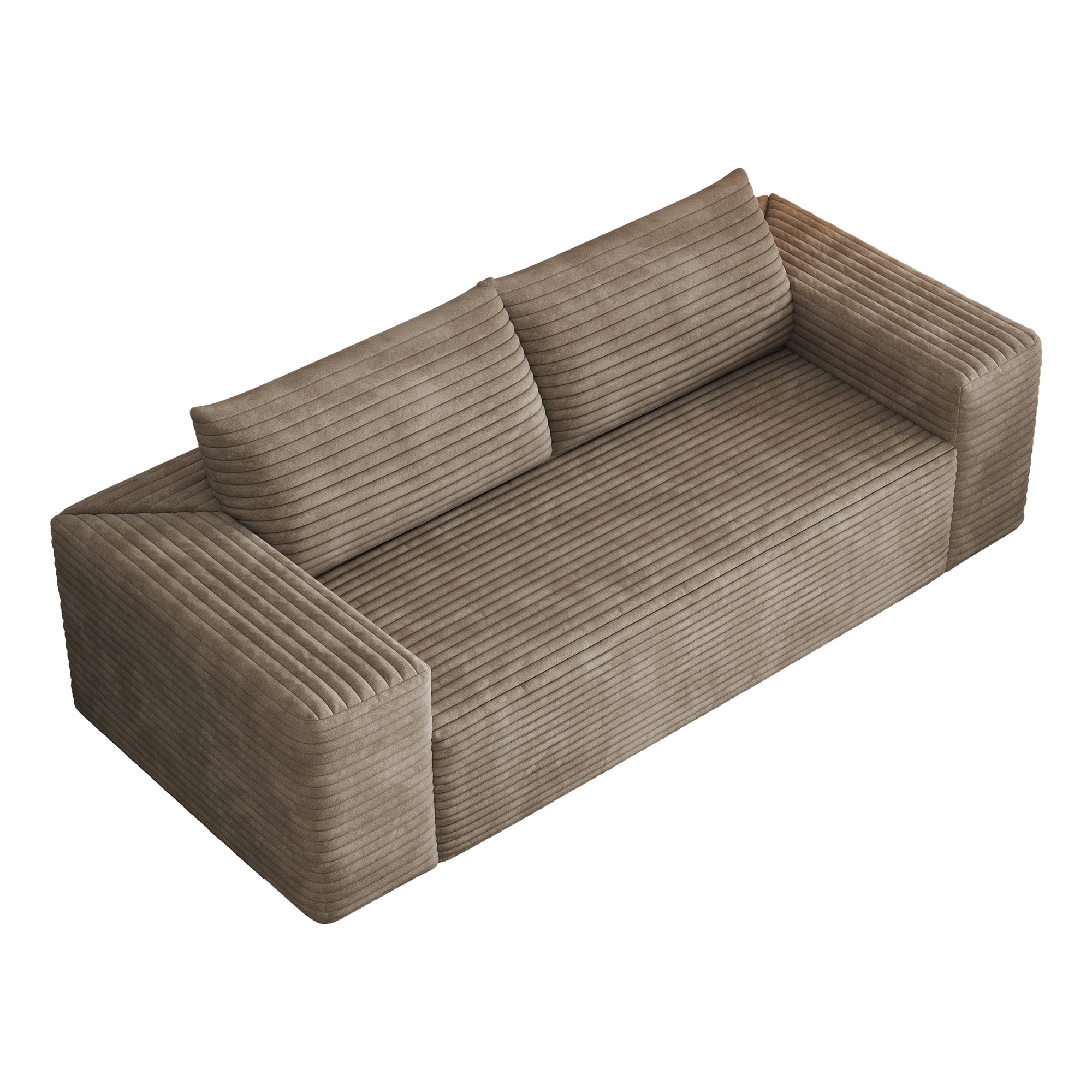 Leumius 78.8" Cloud Couch,3 Setaser Sofa with Deep Seat,Boneless Couch Sofa with 2 Pillows for Living Room,No Assembly Required,Camel