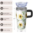 thumbnail image 3 of Sunflower 20oz Stainless Steel Tumbler with Handle and Straw – Insulated Travel Cup with Sliding Lid, 360° Full Wrap Printed Mug for Home, Outdoor & Sports Use, Foral, 3 of 6