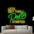 thumbnail image 2 of Handmadetneonsign Let's Get This Party Started Neon Sign, Party Wall Art Decor, Party Bar Pub Wall Decor, 2 of 5