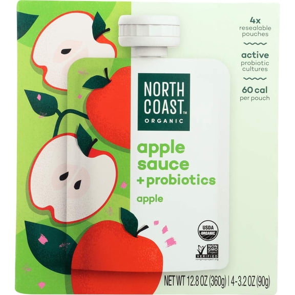 North Coast - Homemade-Style Organic Apple Sauce with Probiotics - 12.8 Oz, Case of 6