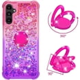 thumbnail image 3 of Clear Case for Samsung Galaxy A14 5G with Kickstand for Girls Women, Liquid Glitter Sparkle Bling Cute Case Gradient Quicksand Cover for Samsung Galaxy A14 5G JB Pink Mauve, 3 of 9