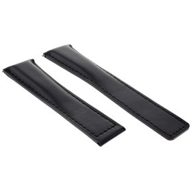 20MM LEATHER WATCH STRAP BAND DEPLOY CLASP FOR TAG HEUER CARRERA CV2013 BLACK