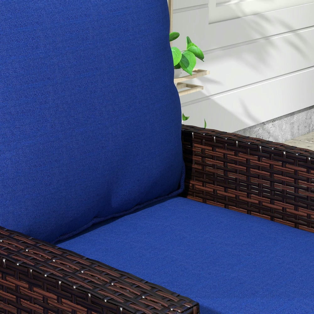 GVN Outdoor/Indoor Chair Pads, Seat Cushions,8 Patio Chair Cushions with Seat & Backrest, Fade Resistant Seat Replacement Cushion Set, Navy Blue
