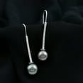 thumbnail image 3 of Rosec Jewels Tahitian Pearl Drop Dangle Earrings with Moissanite for Women - 8 mm - AAA Grade, 925 Sterling Silver, 3 of 8