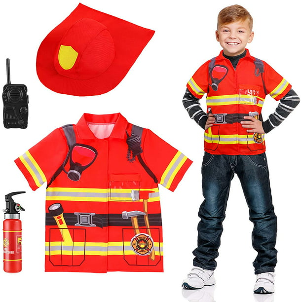 Bliver til boliger Procent DanceeMangoo Kids Fireman Costume Role Play Firefighter Pretend Costume  Dress Up Set with Fireman Accessories for 4-7 Years Old Boys Girls -  Walmart.com