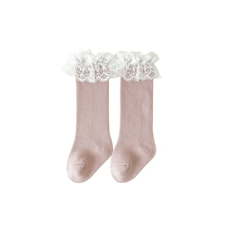 

Infant Kids 0-3 Years Long Stockings Cute Princess Lace Frill Trim Patchwork Socks Knee Length Autumn Spring Baby Girls