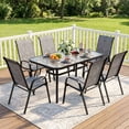thumbnail image 3 of Arlopu 7 Pieces Patio Furniture Set, Outdoor Dining Table & 6 Textilene Chairs for Garden Backyard, Gray, 3 of 11