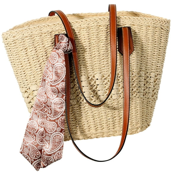 Bolsa de playa Trifabricy, grande, tejida en paja, para mujer
