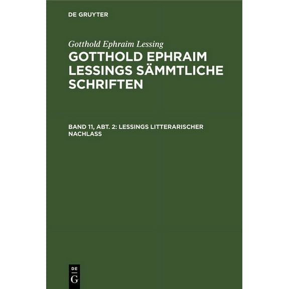 Lessings Litterarischer NachlaÃ, (Hardcover)
