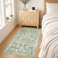 thumbnail image 3 of GLATTICE Throw Rug with Rubber Backing Washable 2x3 Small Area Rugs Non Slip Floral Super Soft Print Kitchen Rugs Indoor Door Mat for Entryway Entrance Office, Sage Green with Ivory Hues, 3 of 7